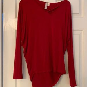 Loose, long burgundy top